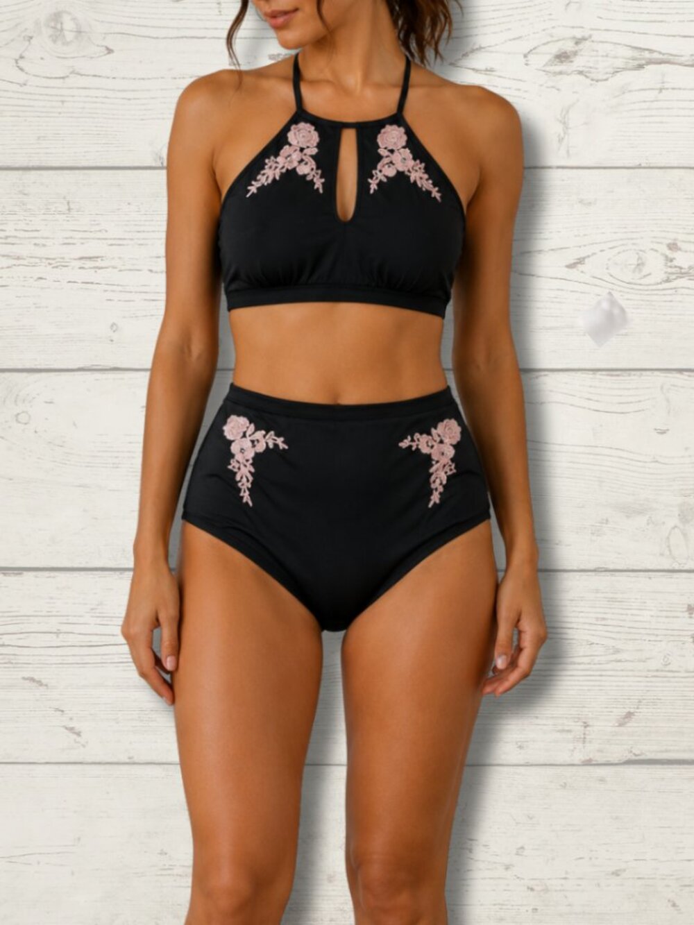 La Vie en Rose Aqua Floral High-Waisted Bikini Set – Medium